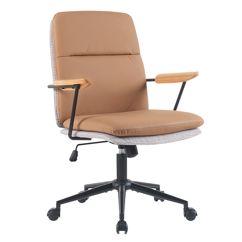 Zemiaková žltá drevená lakťová opierka s dvojitým vankúšom kreslo do domácej kancelárie (X-5135)