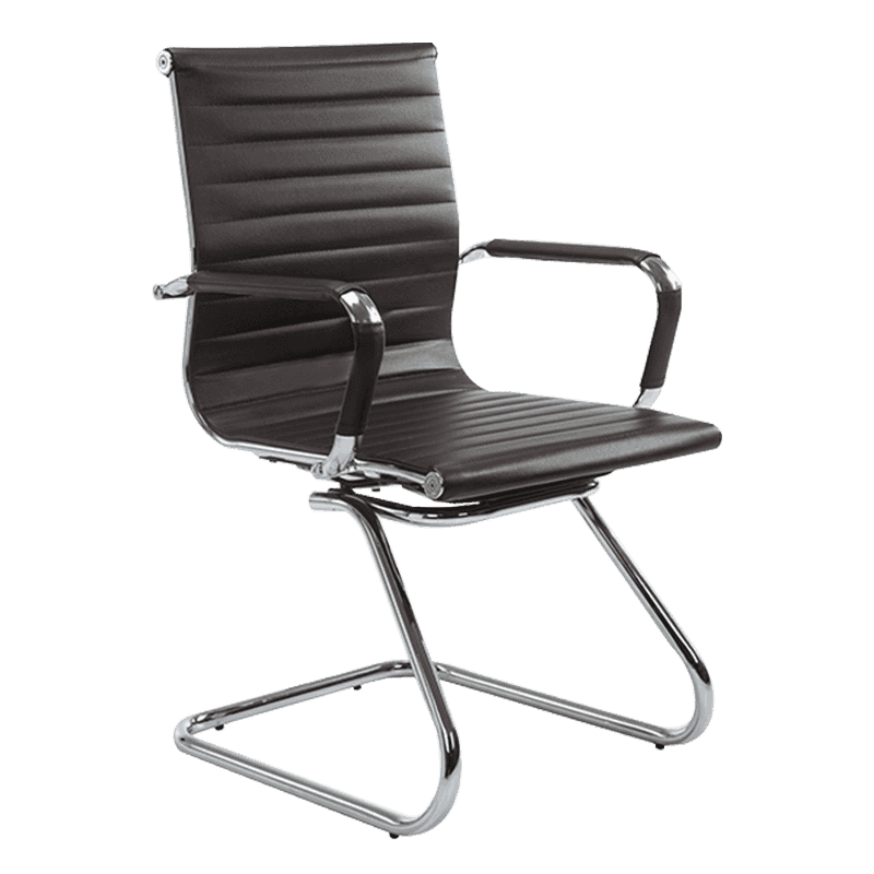 Hnedá moderná kožená konferenčná stolička so stredom chrbta (Y-1846C)