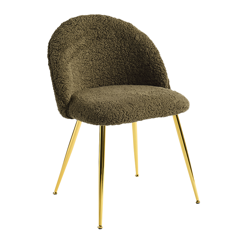 Jedálenská stolička Green Teddy Fleece so zlatou základňou (Y-C16)