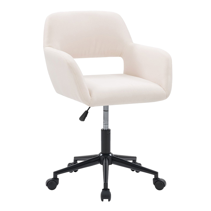 Široká čalúnená domáca kancelárska stolička z béžovej látky z dreva (GY-630)