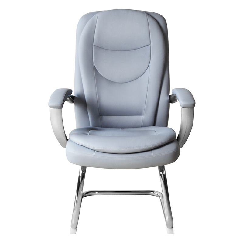 Moderná kožená konferenčná stolička s vysokým operadlom a pevnou chrómovou základňou (M-6124)