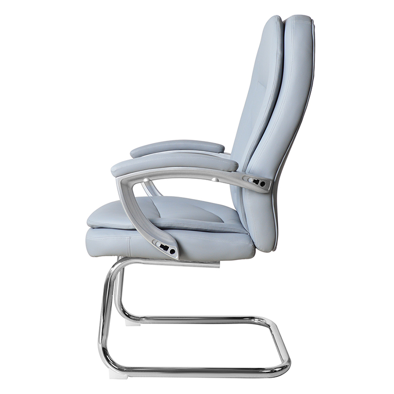 Moderná kožená konferenčná stolička s vysokým operadlom a pevnou chrómovou základňou (M-6124)