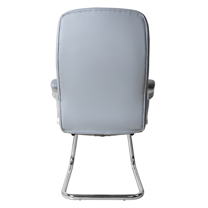 Moderná kožená konferenčná stolička s vysokým operadlom a pevnou chrómovou základňou (M-6124)