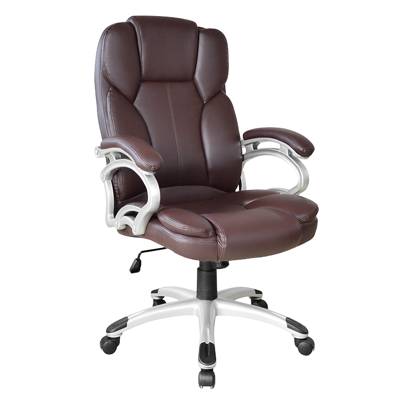 Hnedé kancelárske sedadlo s pevnou podložkou na lakťovú opierku s vysokým operadlom (Y-2825)