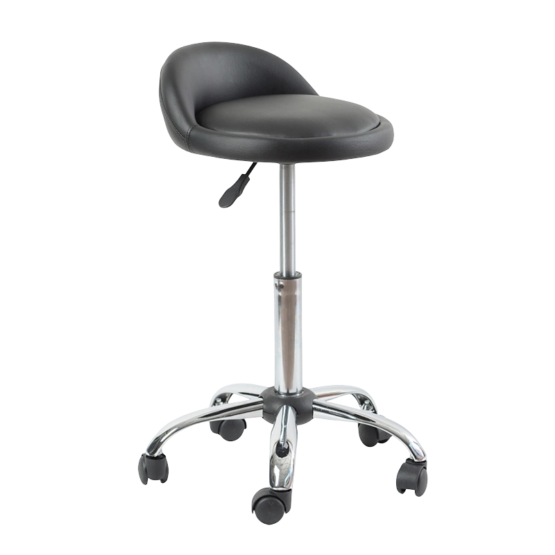 Čierna PU otočná barová stolička s nízkym operadlom a okrúhlym sedadlom (GY-1021A)