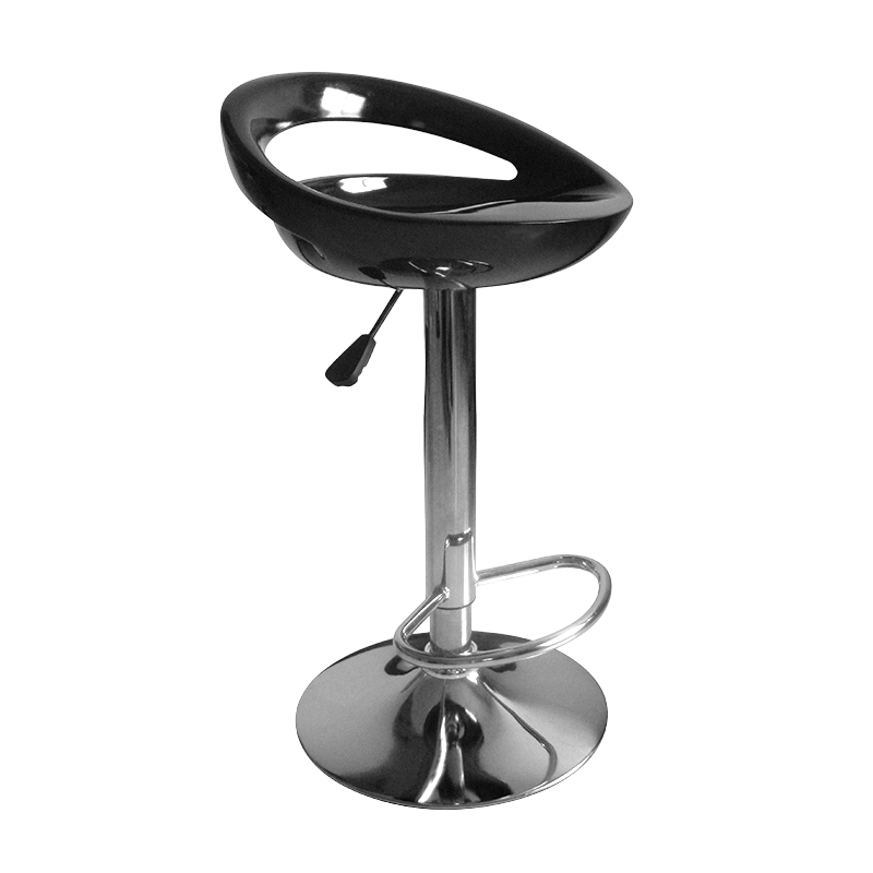 Čierna otočná barová stolička z ABS plastu s nízkym operadlom (GY-914)